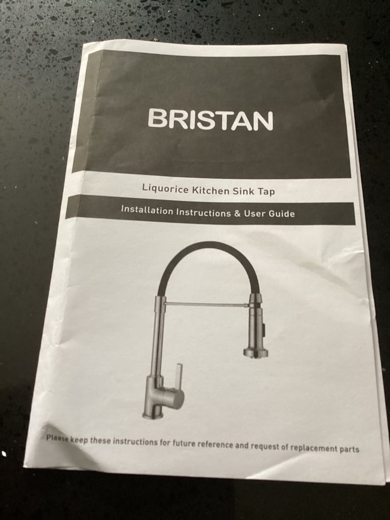 Bristan liquorice kitchen sink tap chrome and black with two spray & flexi hose