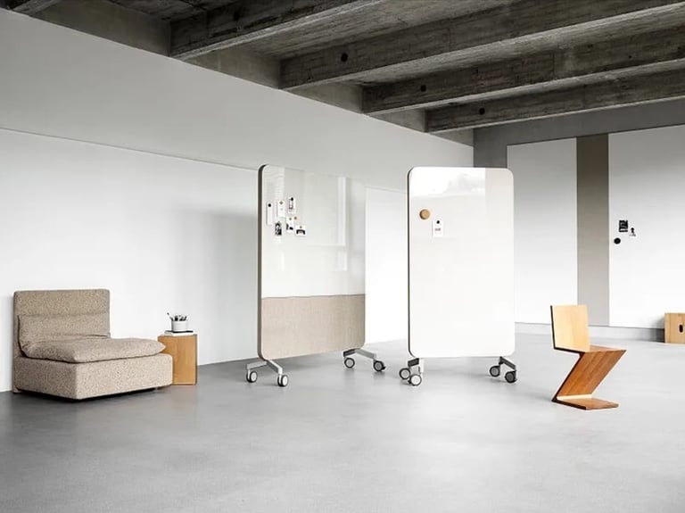 image for Lintex Mood fabric mobile acoustic dividers like new condition rrp £1600+ (6 available)
