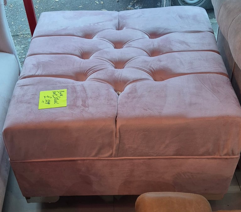 Pink Velvet chesterfield Footstool New 