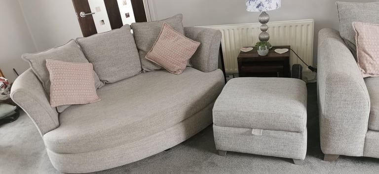 image for Dfs Grey L Shaped sofa with large sofa chair and pouffee