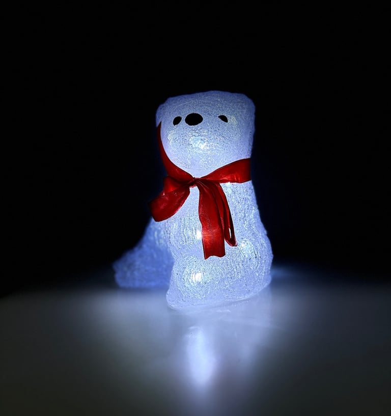 Acrylic Christmas Sitting Bear Light Up Decoration