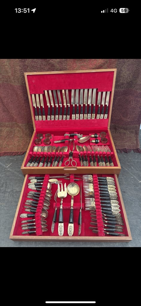 Vintage antique Siam Thaibron cutlery set 