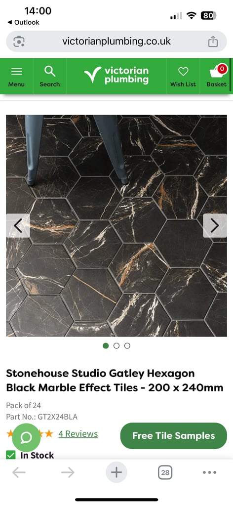Black Marble Effect Hexagon Tiles