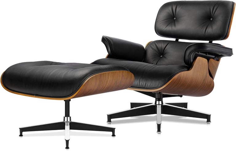 BRAND NEW Eames-Style Lounge Chair & Ottoman FREE UK DELIVERY
