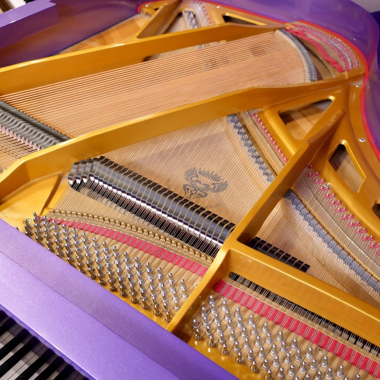 Bespoke Interior Square Grand Piano | Purple & Cream | Delivery, Stool, Tuning
