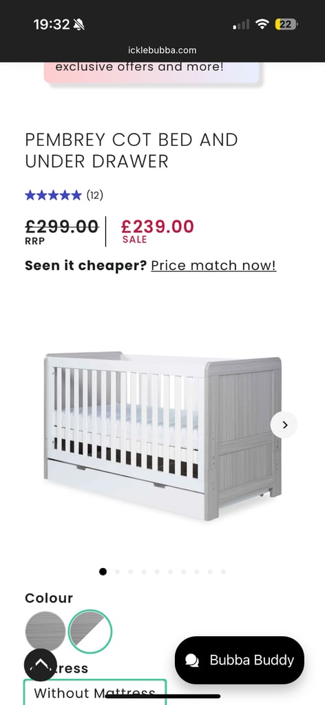 Ickle bubba Pemba nursery furniture set