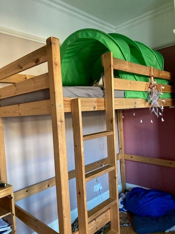 image for High sleeper bed - solid pine