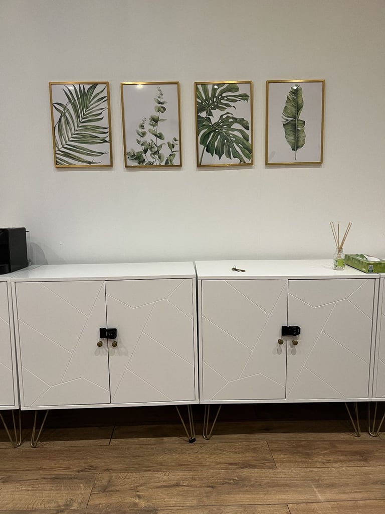 image for Modern Storage Cabinet with Golden Hairpin Legs - 40 x 80 x 80cm - set of 3