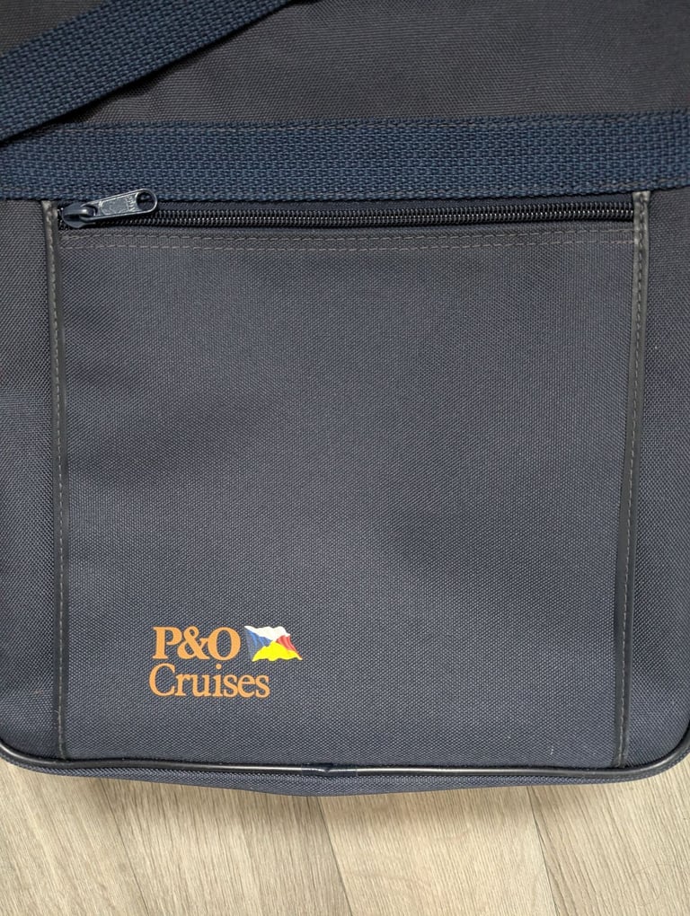 P&O Vintage Cruises Travel Shoulder Messenger Bag Navy Blue Canvas Pair