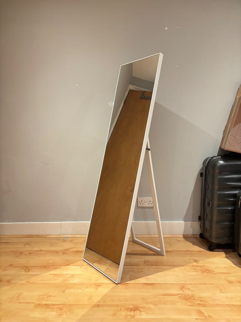 Dunelm full length free standing mirror / extra large wall mirror / white mirror 