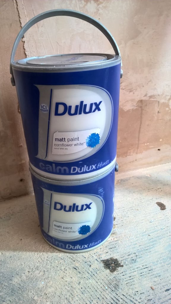 2x New Dulux 2.5 Litres Paint Cornflower White colour Matt finish (very light Blue shade),