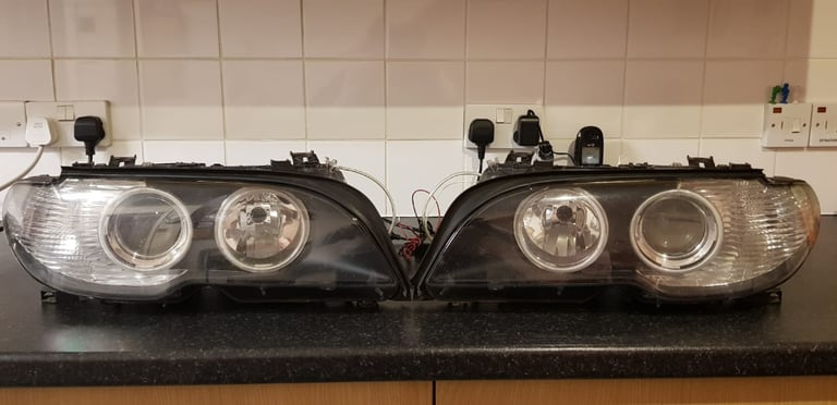 Genuine BMW 3 Series E46 Headlights Coupe Convertible Facelift with Angel Eyes