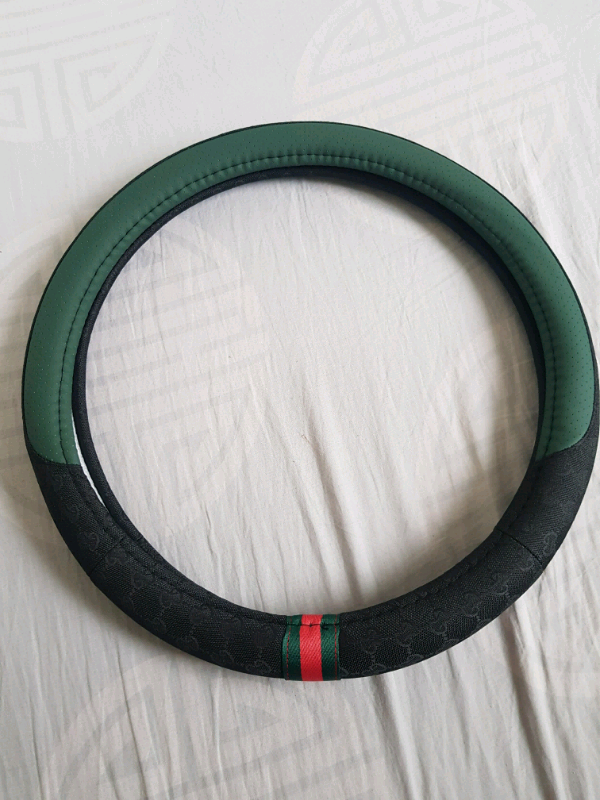 Gucci Designer Steering wheel cover (Black/Green) Universal Brand New 