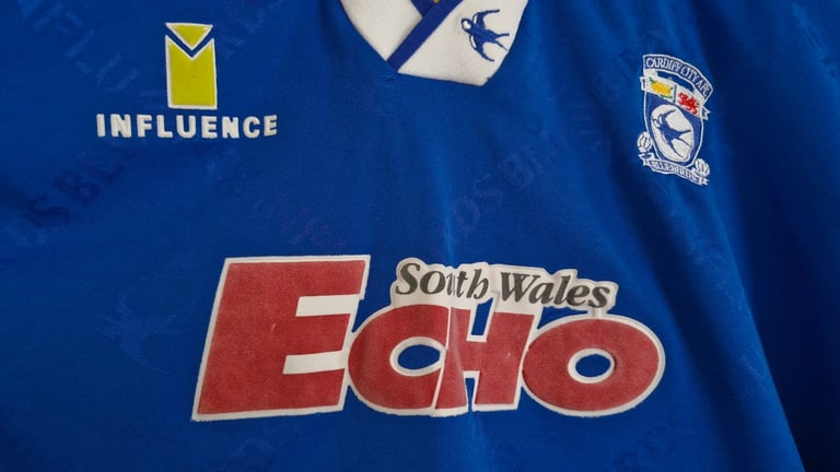 Original Cardiff City football shirt from early 1990s 