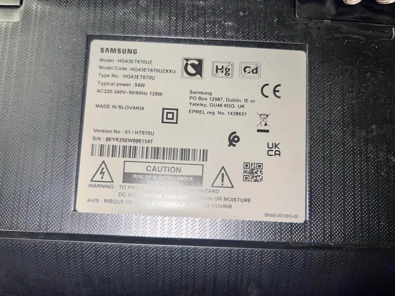 Samsung 43” TV - Pick Up Today!