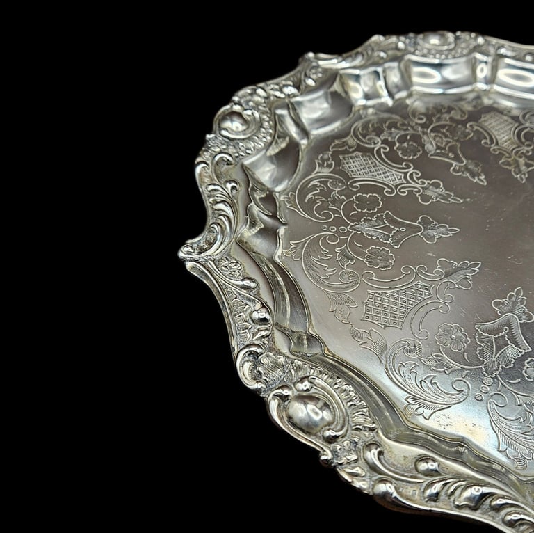 Vintage Footed Silver-Plated Salver/Serving Tray