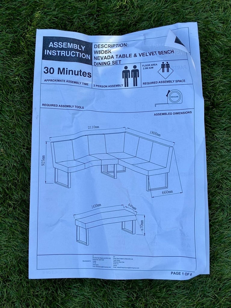 New - Nevada Corner Seat and Bench Dining Set - Grey  (no table £750)