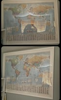 image for Large White Collins Framed World Print also New Print of British Isles 