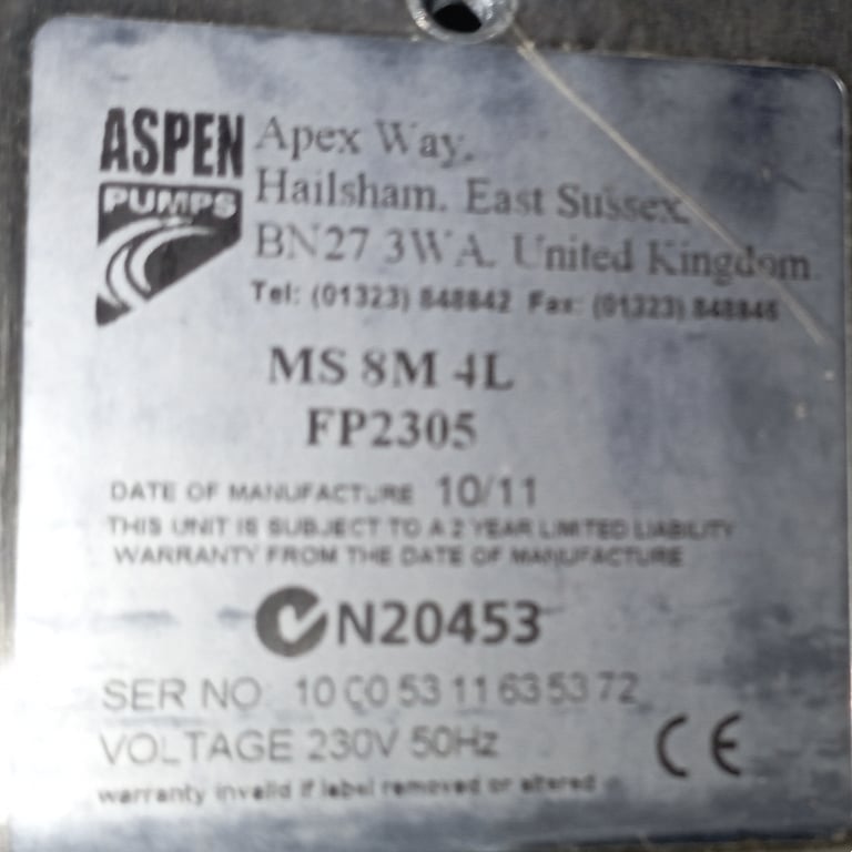 aspen FP2305, 4ltr condensate pump for chiller cabinets