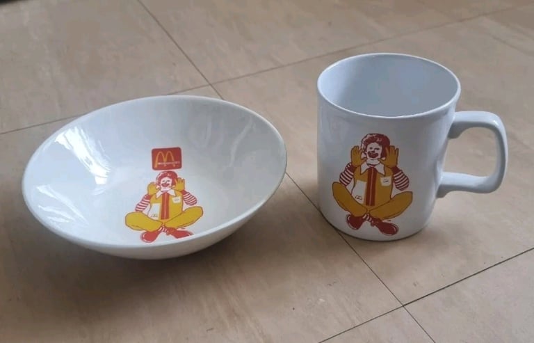 Vintage 80s Ronald McDonald|McDonalds Kiln Craft Mug & 16cm Bowl Set