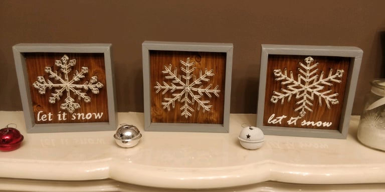 3 x String Art Snowflake Christmas Set (B23)