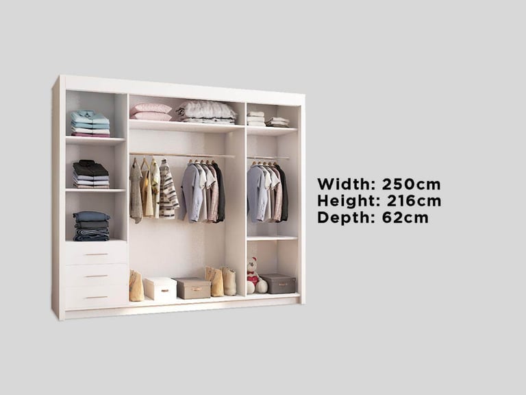 Brand New - Chicago Mirror Sliding Door Wardrobe - Grey - SAME/NEXT DAY DELIVERY