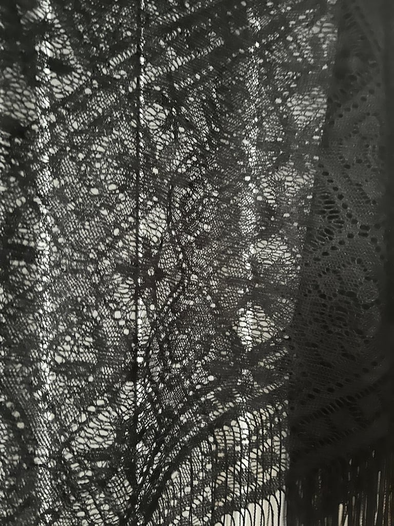 Vintage Sheer Lace Poncho/Cape with Fringe.