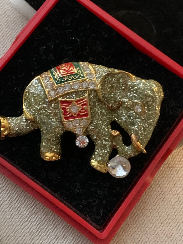 image for Vintage Broach, Gold Elephant With lots of bling
