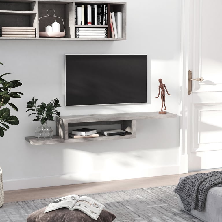 Floating TV Stand Wall Mounted Entertainment Center Unit - Grey