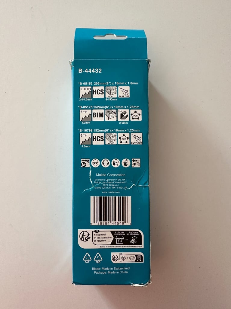 Makita Reciprocating Saw Blade Pack (Pack of 6) B-44432