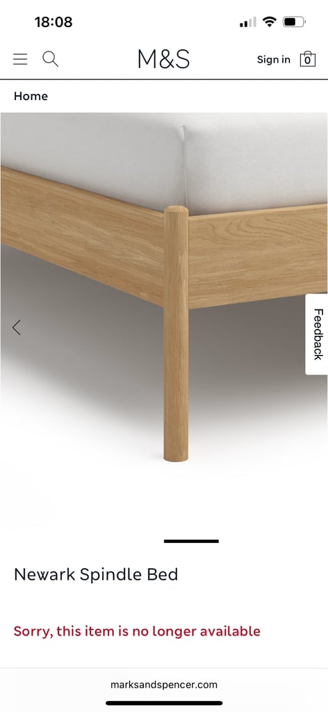 M&S Newark Spindle Double Bed Frame 4ft 6in Ex-Display OAK **will be open to reasonable offers**