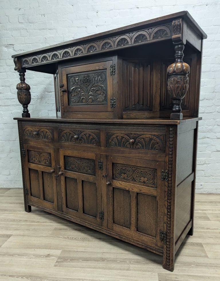 image for Mid 20th century oak court cupboard sideboard 