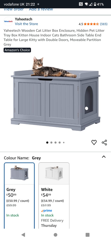 Yaheetech Wooden Cat Litter Box Enclosure,