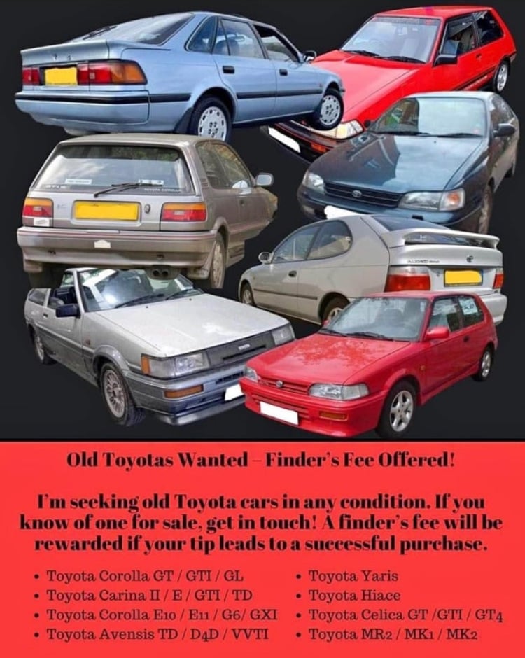 Wanted Toyota Corolla Gti Landcruiser hilux hiace 