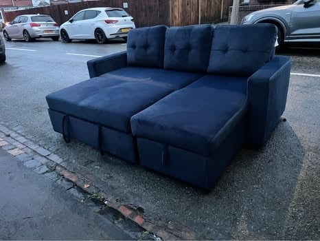 Corner sofa 🛋bed 🛌with storage reversible blue dark brand new available delivery extra cost