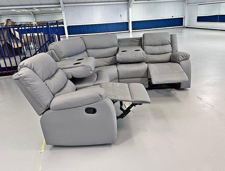 Leather sofa ¬ New 5 seater roma recliner grey sofa near me 