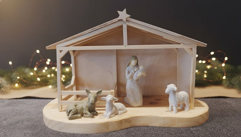 Handmade nativity shed