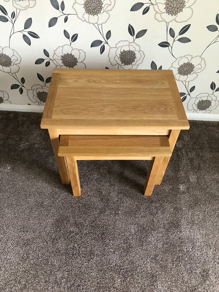 image for A solid oak large nest of tables vgc.