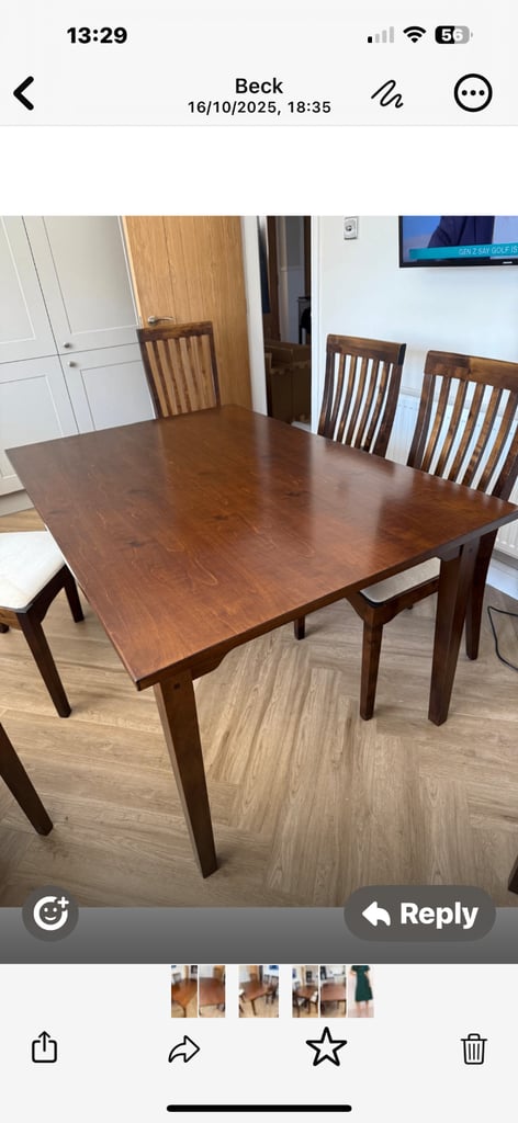 Laura Ashley dining table and 6 chairs 