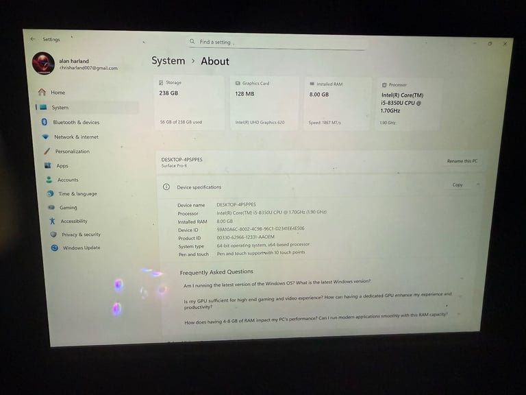 Windows Microsoft serface table