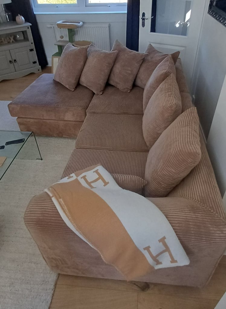 Corner sofa in camel colour, from clean smoke free home