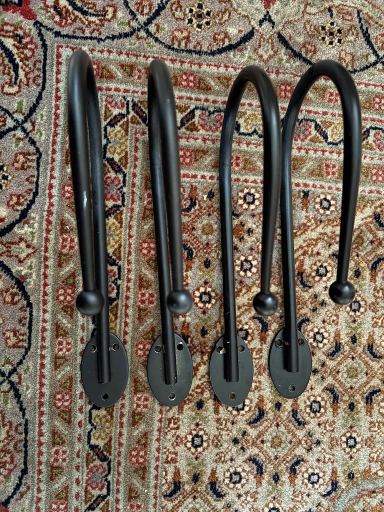 image for Black metal tie back hooks