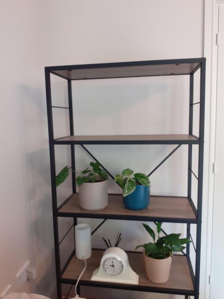 Wrought Iron and Wood Effect Etagere Bookcase