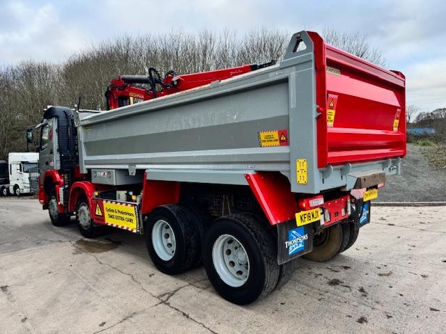 2018 18 Volvo FMX 420 E6 8x4 steel tipper Epsilon M125L crane& grab light bars 