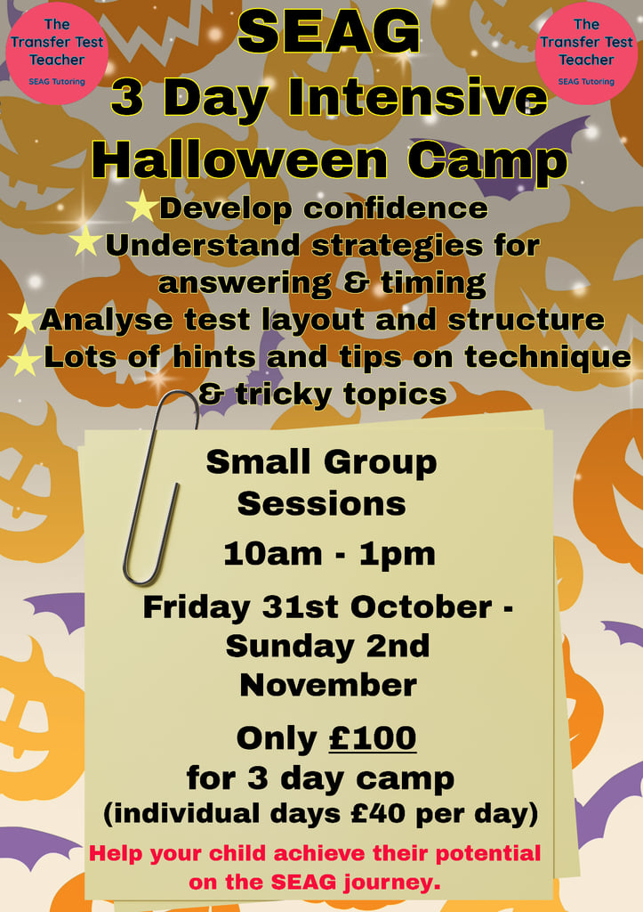 image for 🎃SEAG 3 Day Intensive Halloween Revision Camp🎃 Tuition Carrickfergus Jordanstown Whiteabbey Tutor
