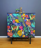 Decoupage chest of drawers - Mid century modern Avalon drawers - MCM bedroom furniture .