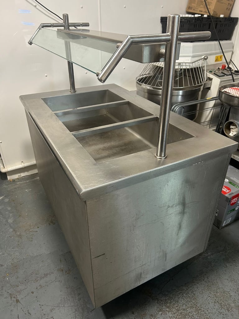 Stainless Steel Hot Cupboard/ 3 Gastro Bains Marie Trolley