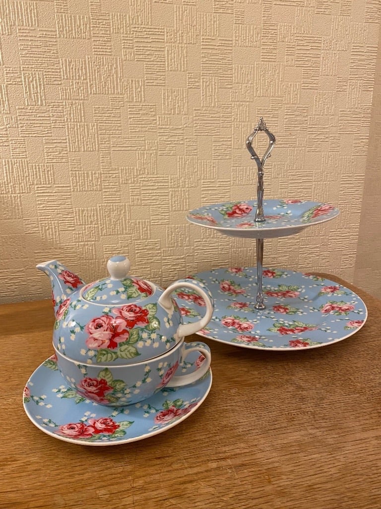 Boxed 2 tier cake stand and matching teapot/teacup and saucer | in Hampton,  London | Gumtree