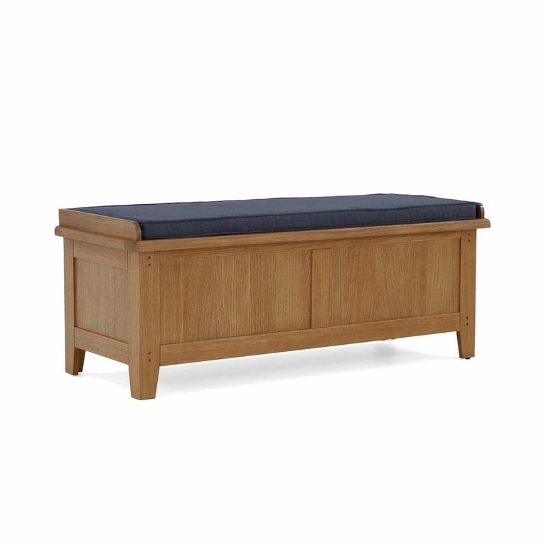 Roseland Furniture Broadway Solid Oak & Grey Storage Bench RRP £385