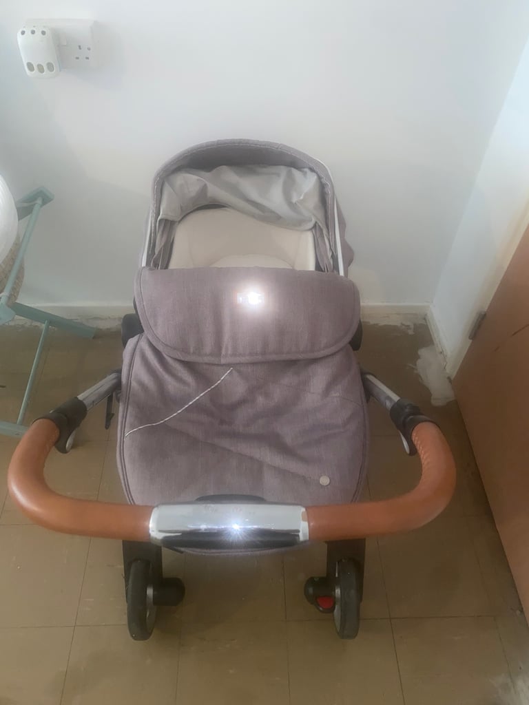 Silver cross wave double pram buggy, grey travel system, Raincover.